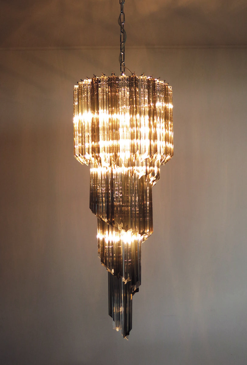 Lampadario Murano – 86 Vetri a Prismi Trasparenti e Affumicati – dettaglio 7 – Murano Classics