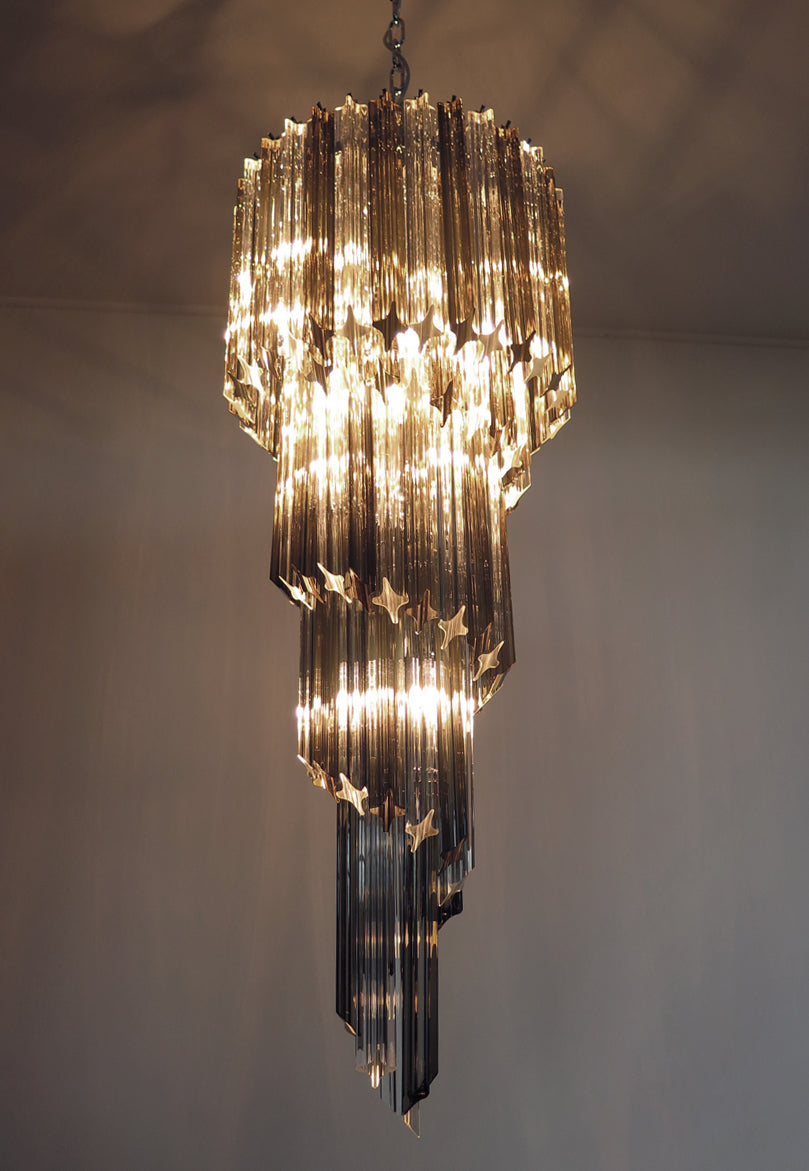 Lampadario Murano – 86 Vetri a Prismi Trasparenti e Affumicati – dettaglio 8 – Murano Classics
