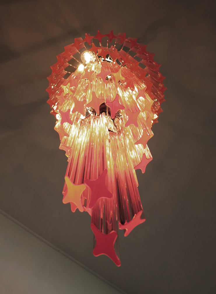 Murano Kroonluchter | 86 Roze Prisma Glas
