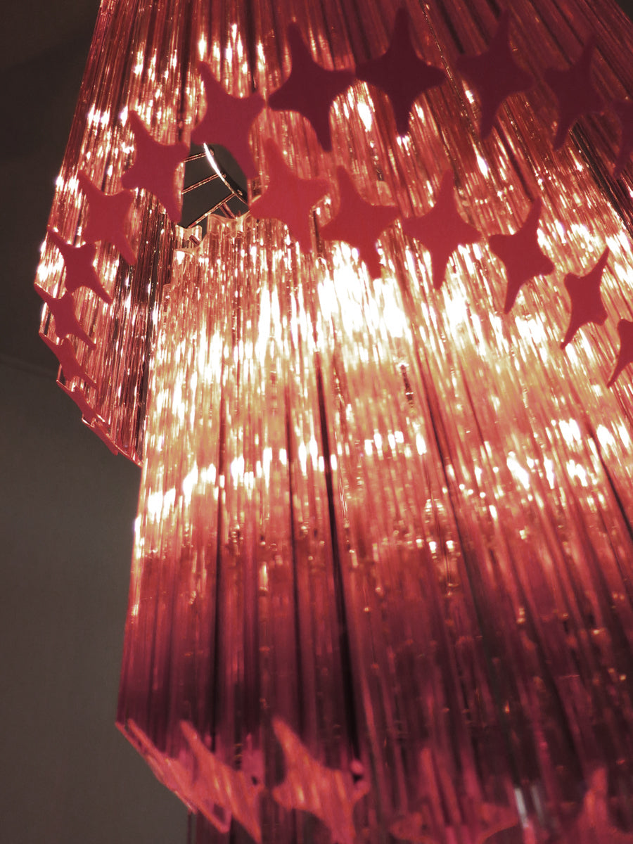 Murano Kroonluchter | 86 Roze Prisma Glas