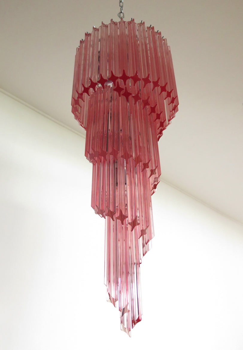 Murano Kroonluchter | 86 Roze Prisma Glas