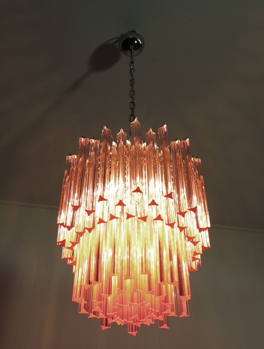 Lampadario Murano | 107 Prisma di Vetro Rosa