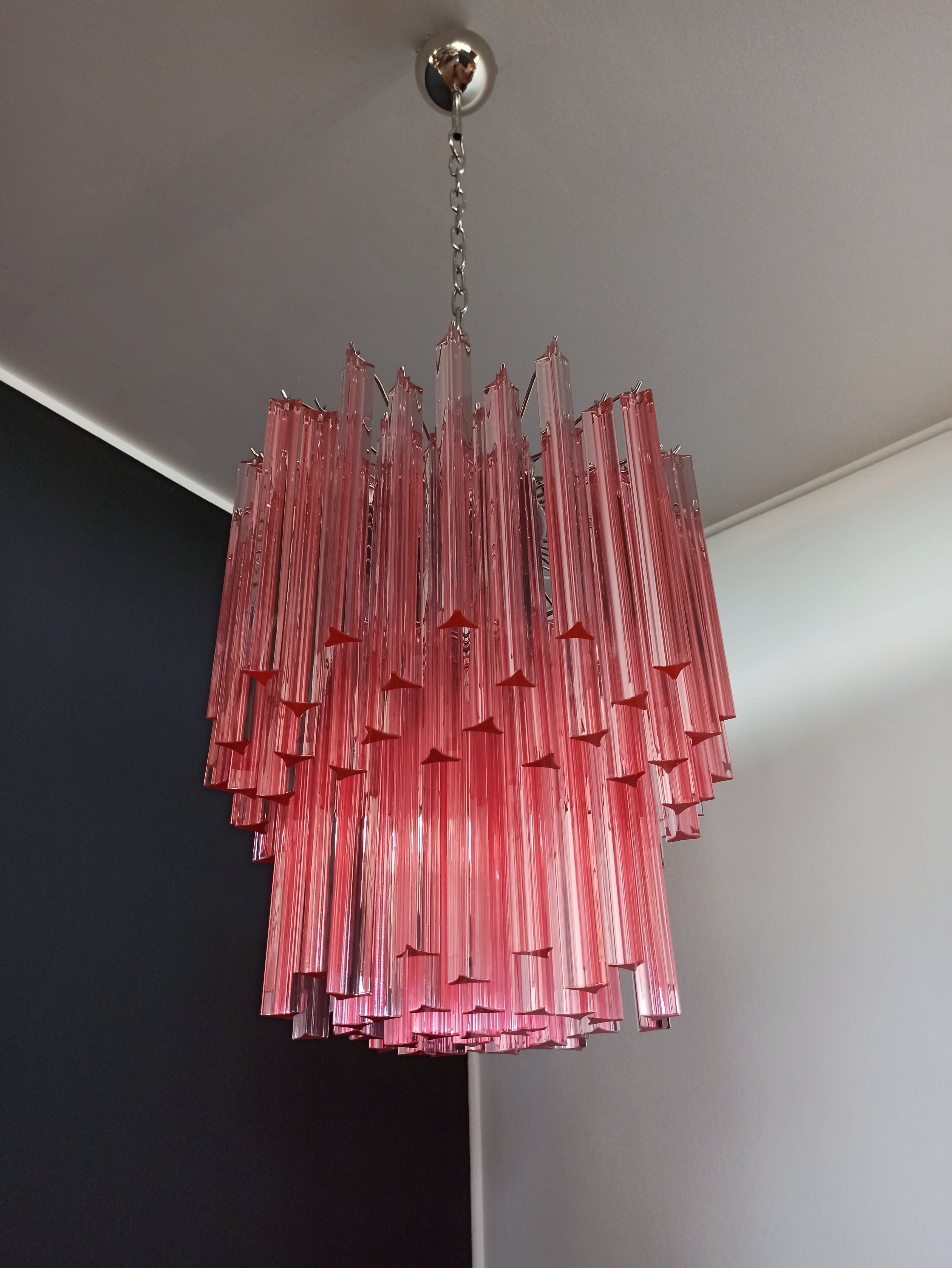 Murano Chandelier | 107 Pink Prism Glass