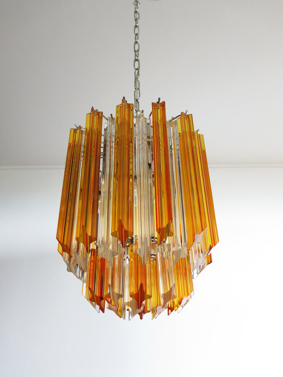 Lampadario Murano – 47 Vetri a Prismi Trasparenti e Gialli – dettaglio 4 – Murano Classics