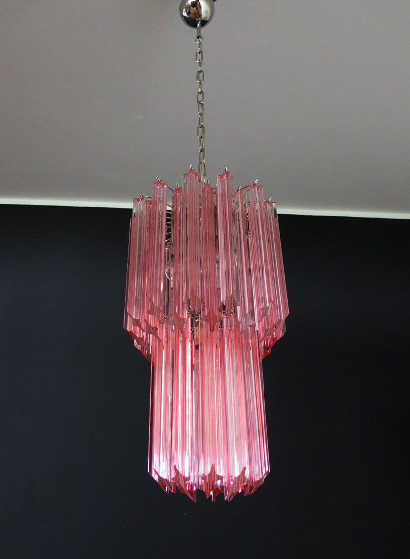 Lampadario Murano | 46 Prisma di Vetro Rosa