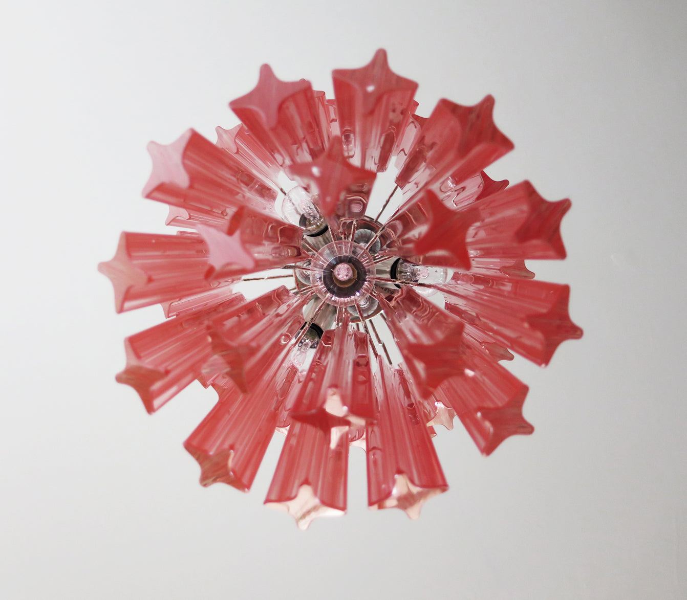 Lampadario Murano | 46 Prisma di Vetro Rosa