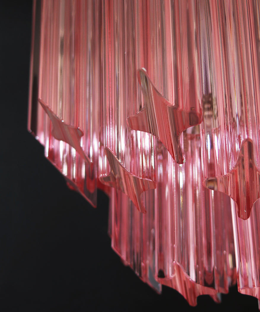 Murano Kroonluchter – 47 Roze Prismaglas – detail 2 – Murano Classics
