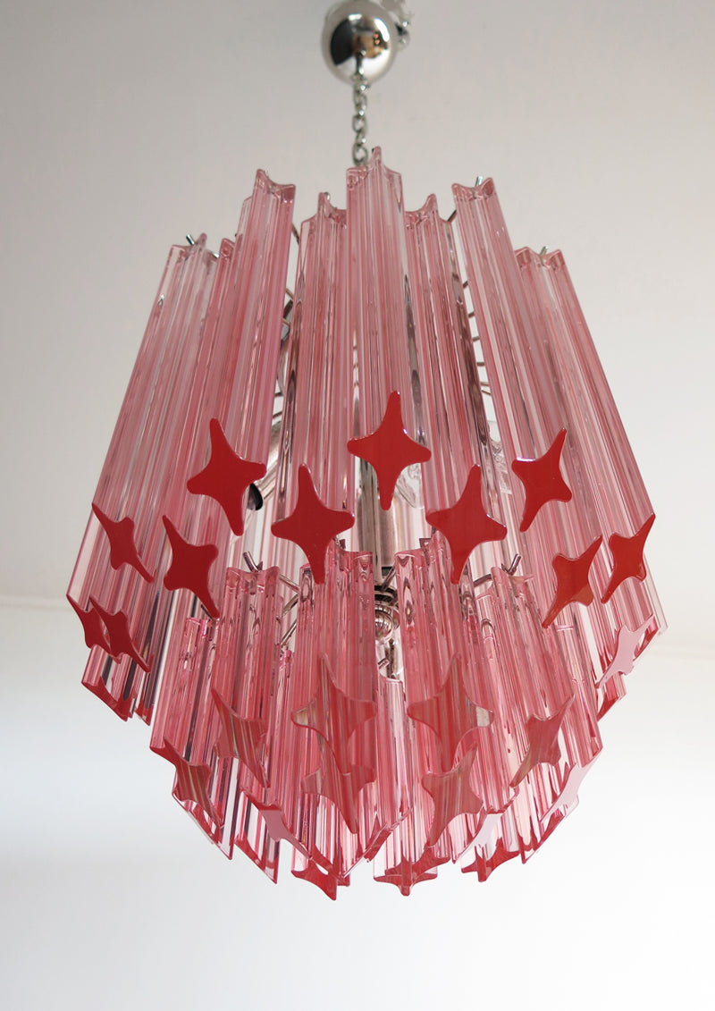 Murano Kroonluchter | 47 Roze Prisma Glas