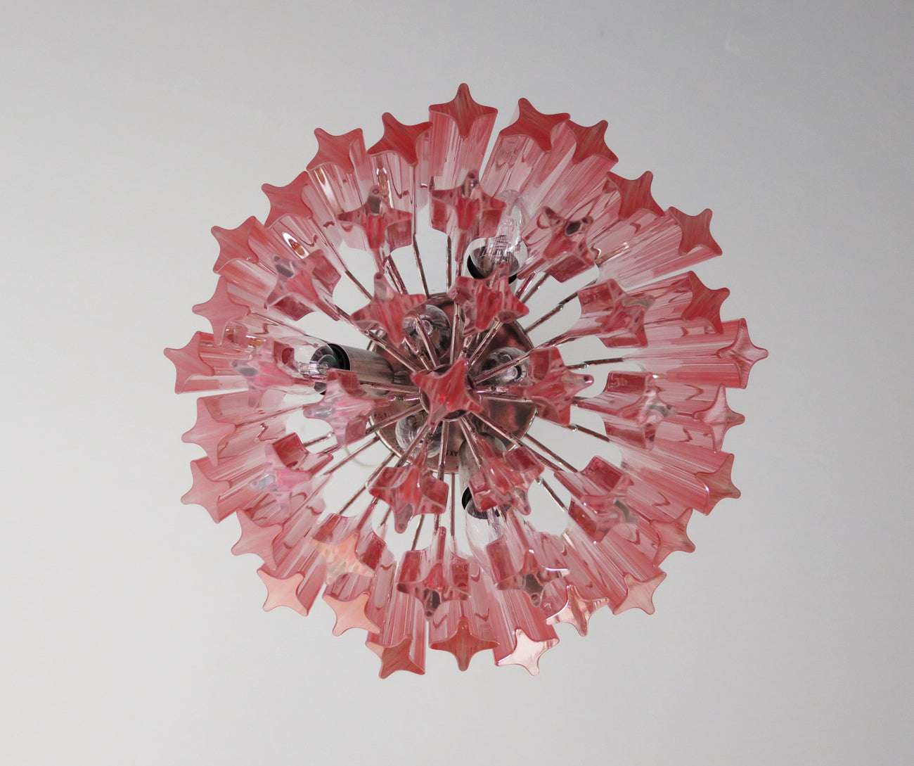 Murano Kroonluchter | 47 Roze Prisma Glas