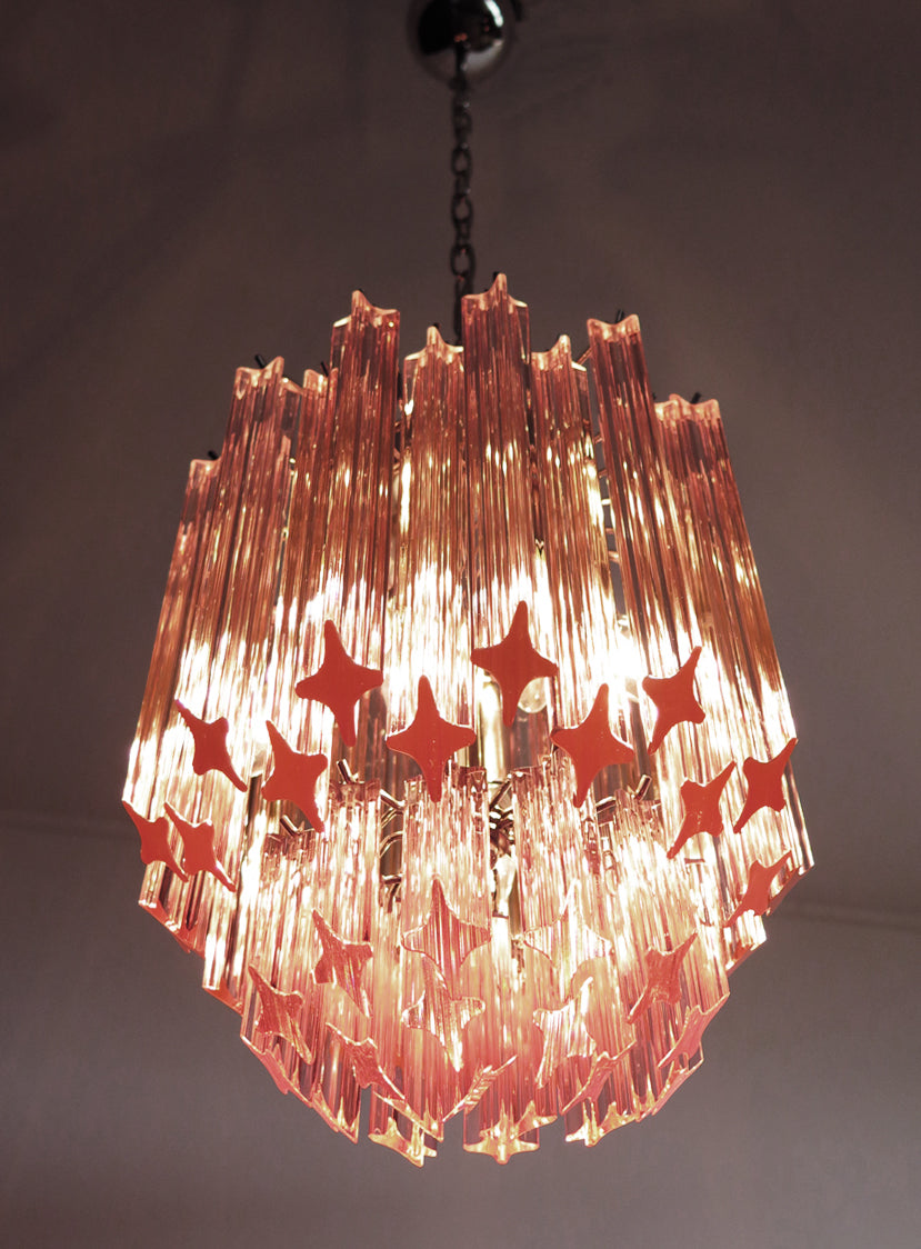 Murano Kroonluchter | 47 Roze Prisma Glas