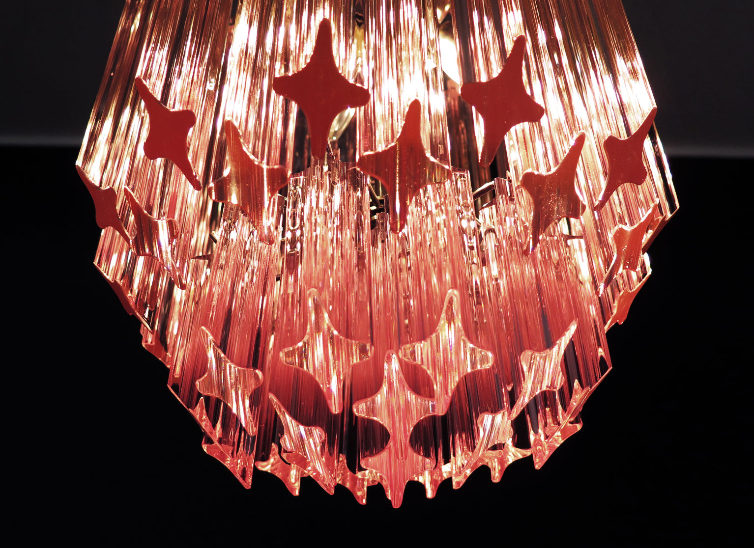 Murano Kroonluchter – 47 Roze Prismaglas – detail 5 – Murano Classics