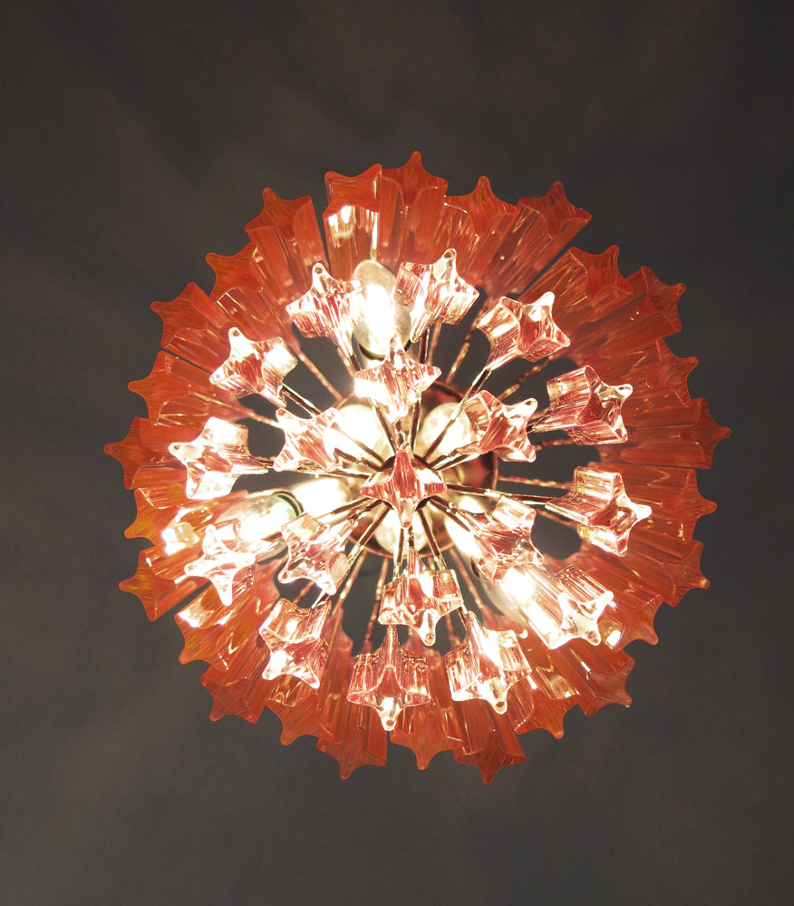Murano Kroonluchter | 47 Roze Prisma Glas
