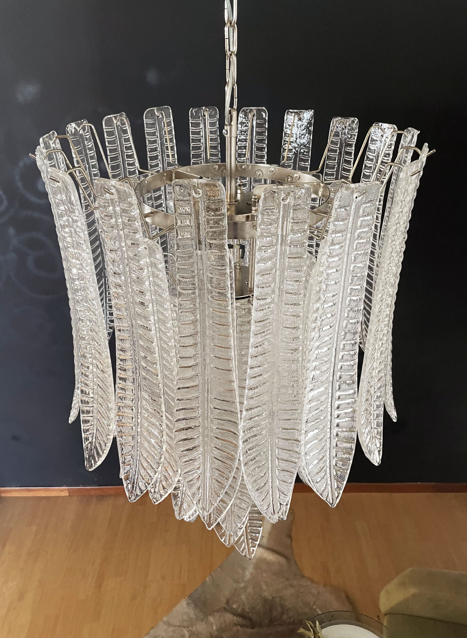 Murano Chandelier – 52 Clear Felci Glass – detail 4 – Murano Classics