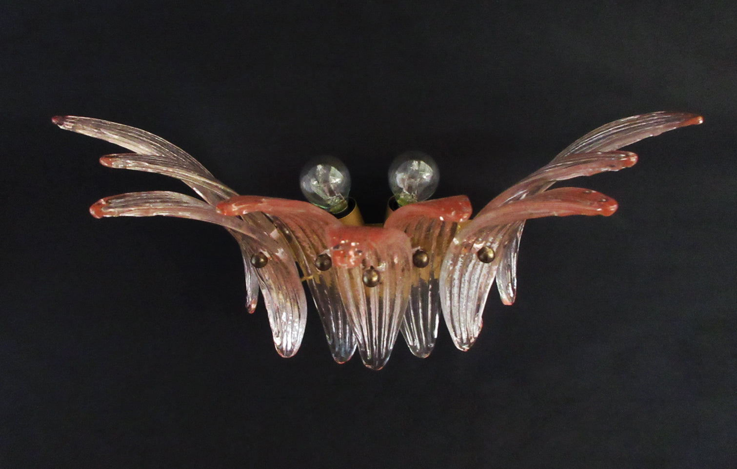 Murano Wall Lamp – 9 Pink Palmette Glass – Set of 2 – detail 7 – Murano Classics