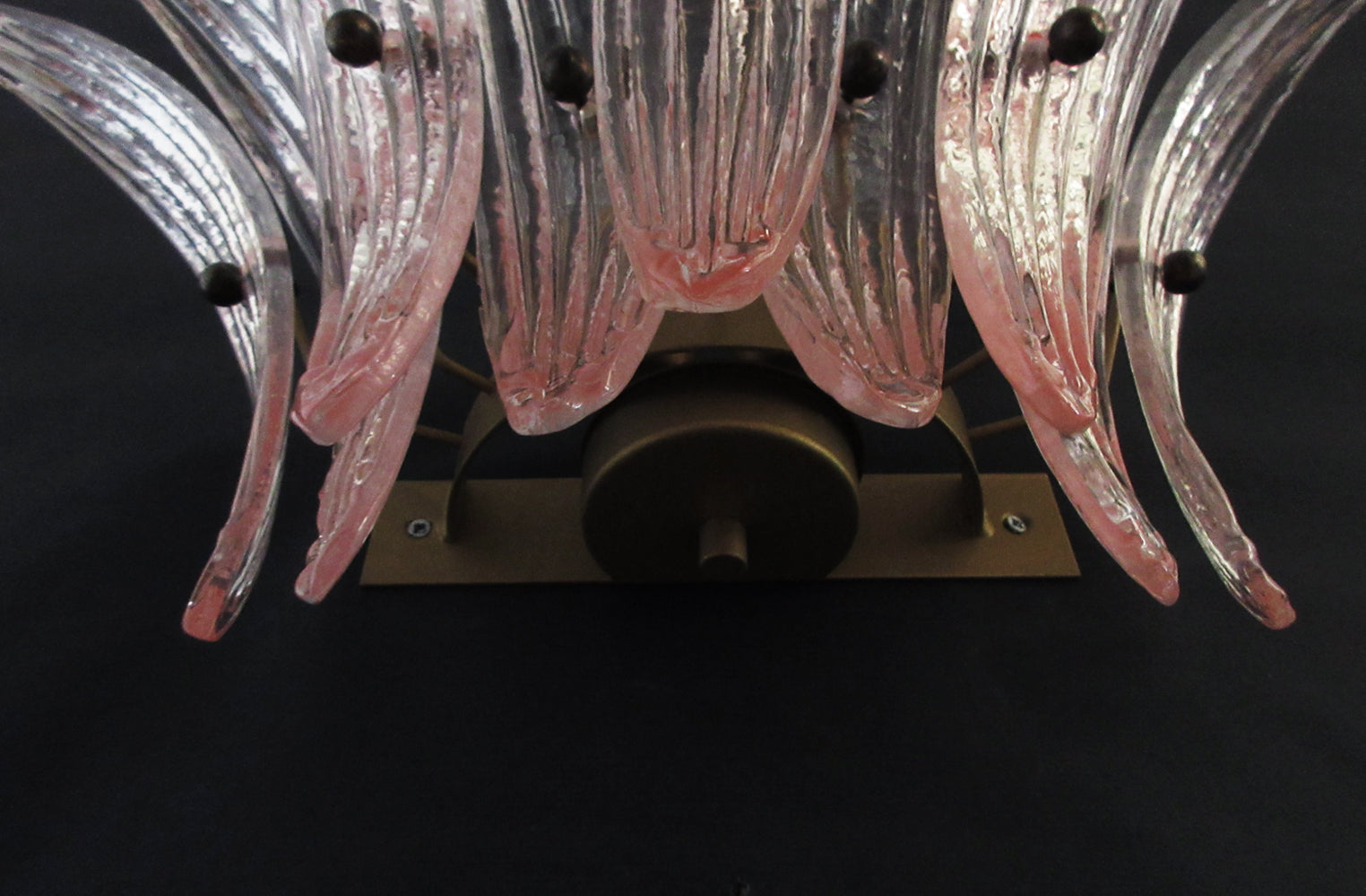 Murano Wall Lamp – 9 Pink Palmette Glass – Set of 2 – detail 2 – Murano Classics