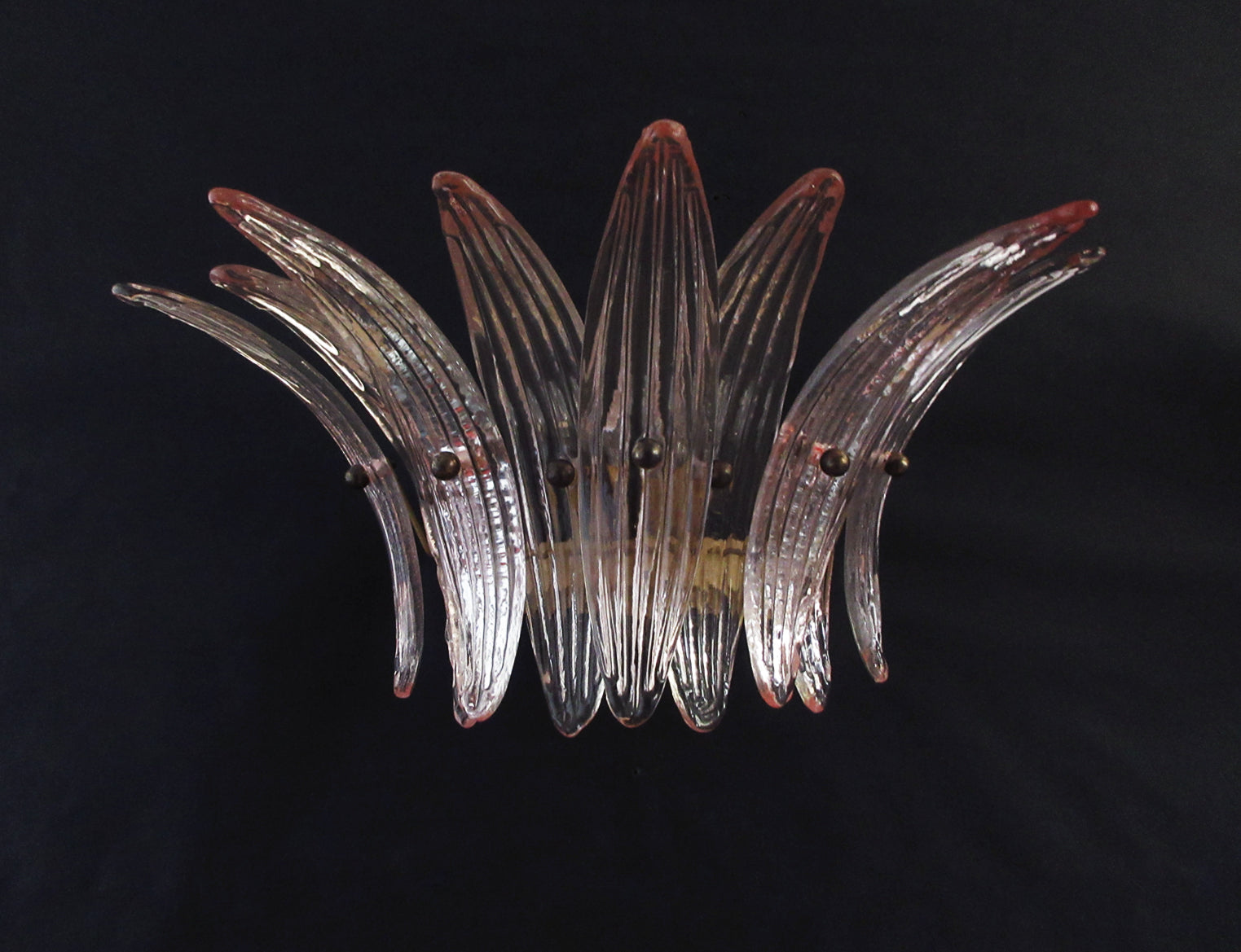 Murano Wall Lamp – 9 Pink Palmette Glass – Set of 2 – Murano Classics