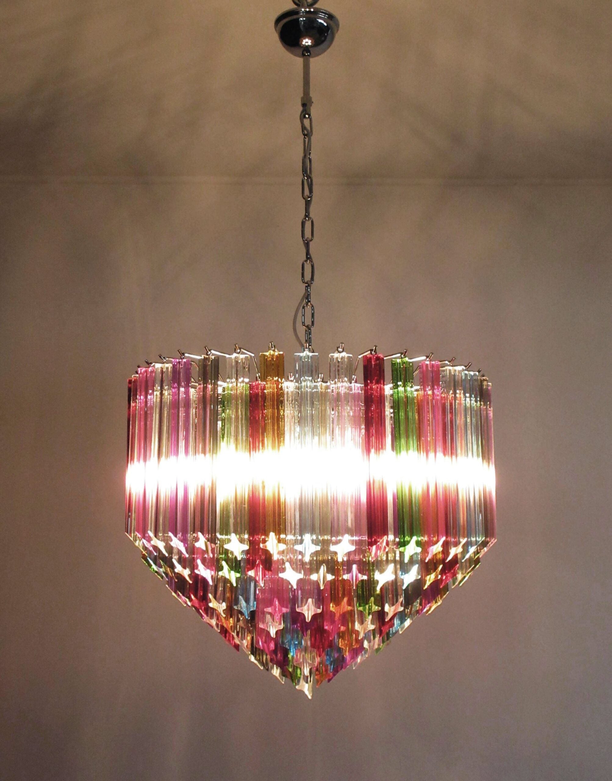 Lustre Murano – 163 Verres à Prismes Multicolores – détail 11 – Murano Classics