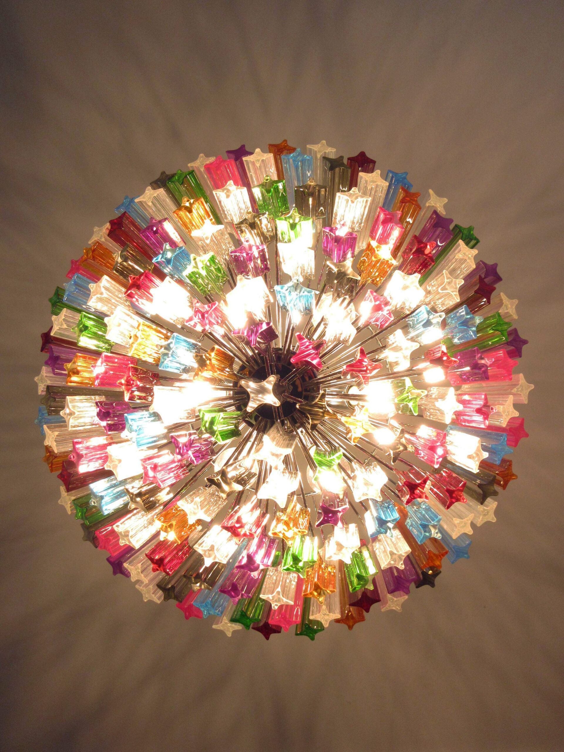 Lustre Murano – 163 Verres à Prismes Multicolores – détail 2 – Murano Classics