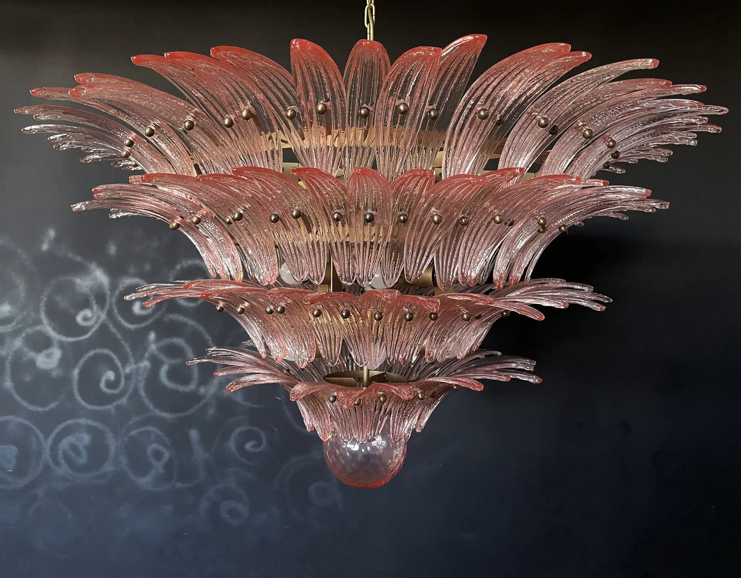 Murano Kroonluchter | 163 Roze Palmette Glas