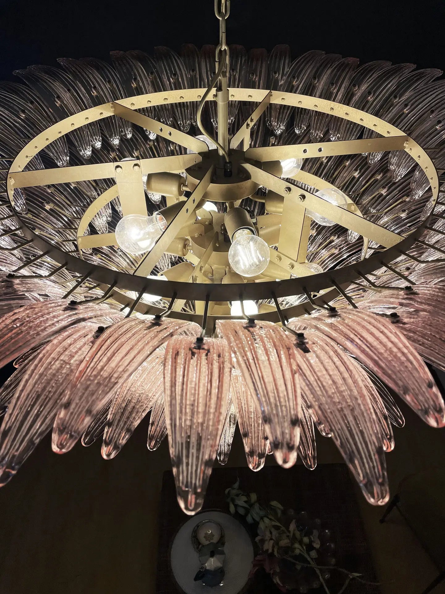 Murano Kroonluchter | 163 Roze Palmette Glas