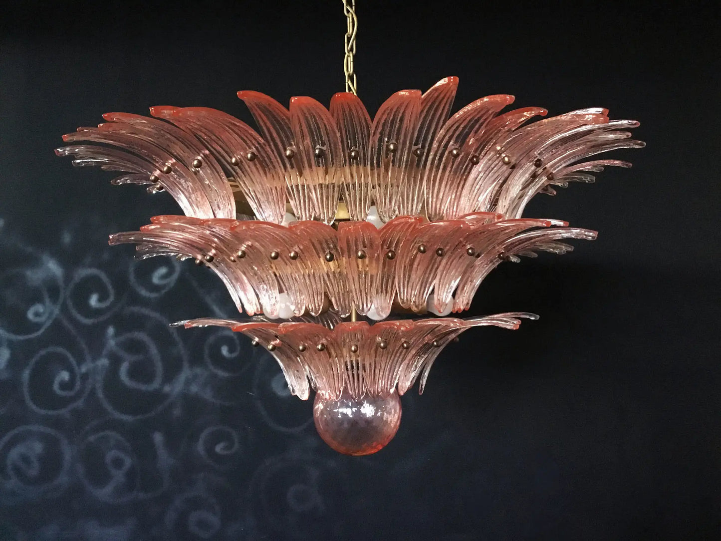 Murano Kroonluchter | 104 Roze Palmette Glas