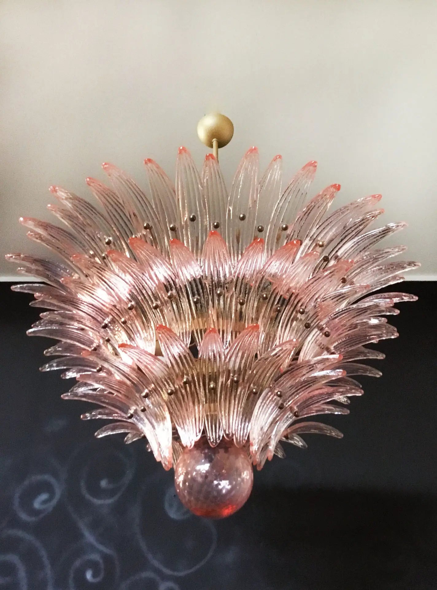 Murano Kroonluchter | 104 Roze Palmette Glas