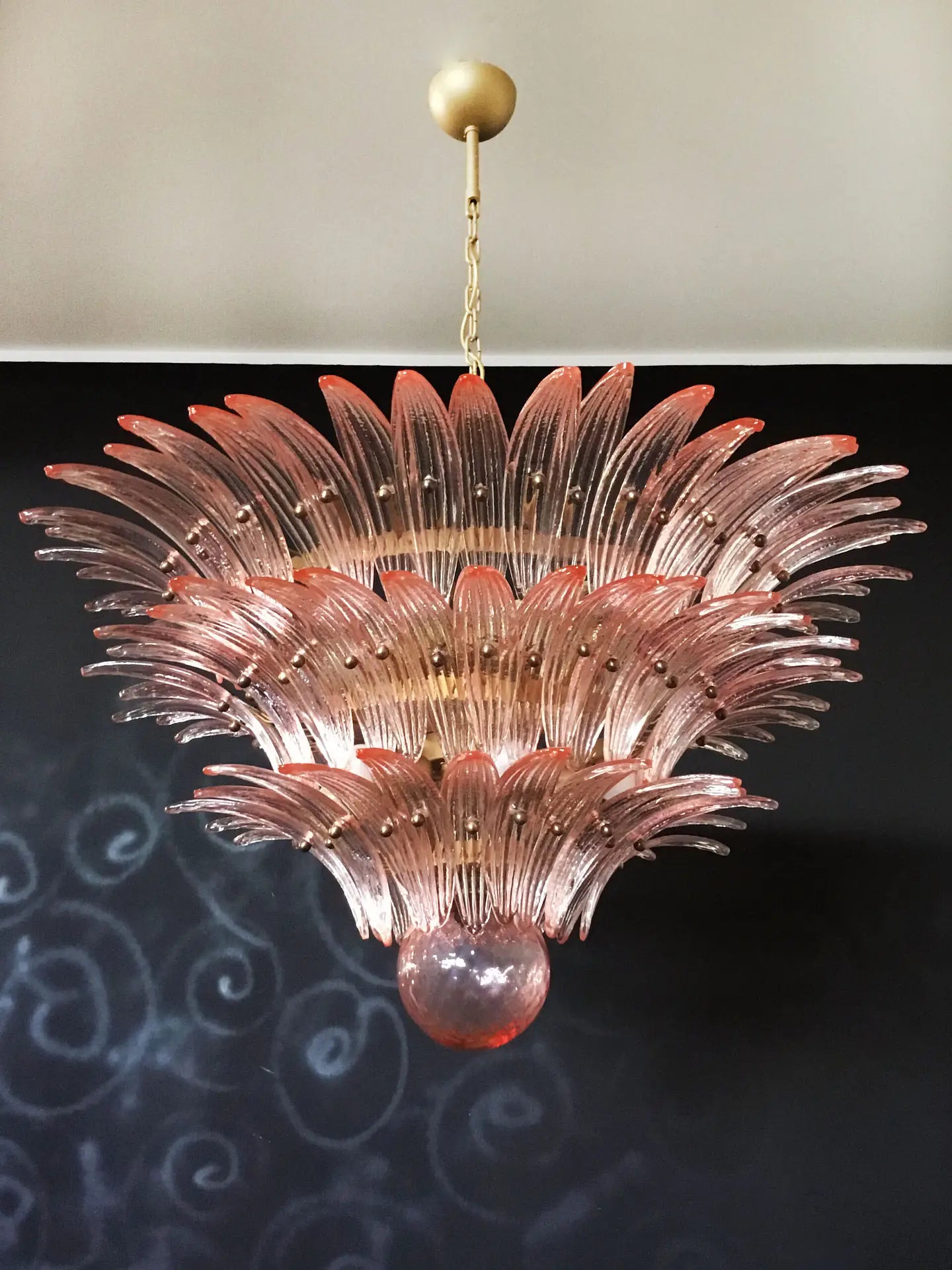 Murano Kroonluchter | 104 Roze Palmette Glas