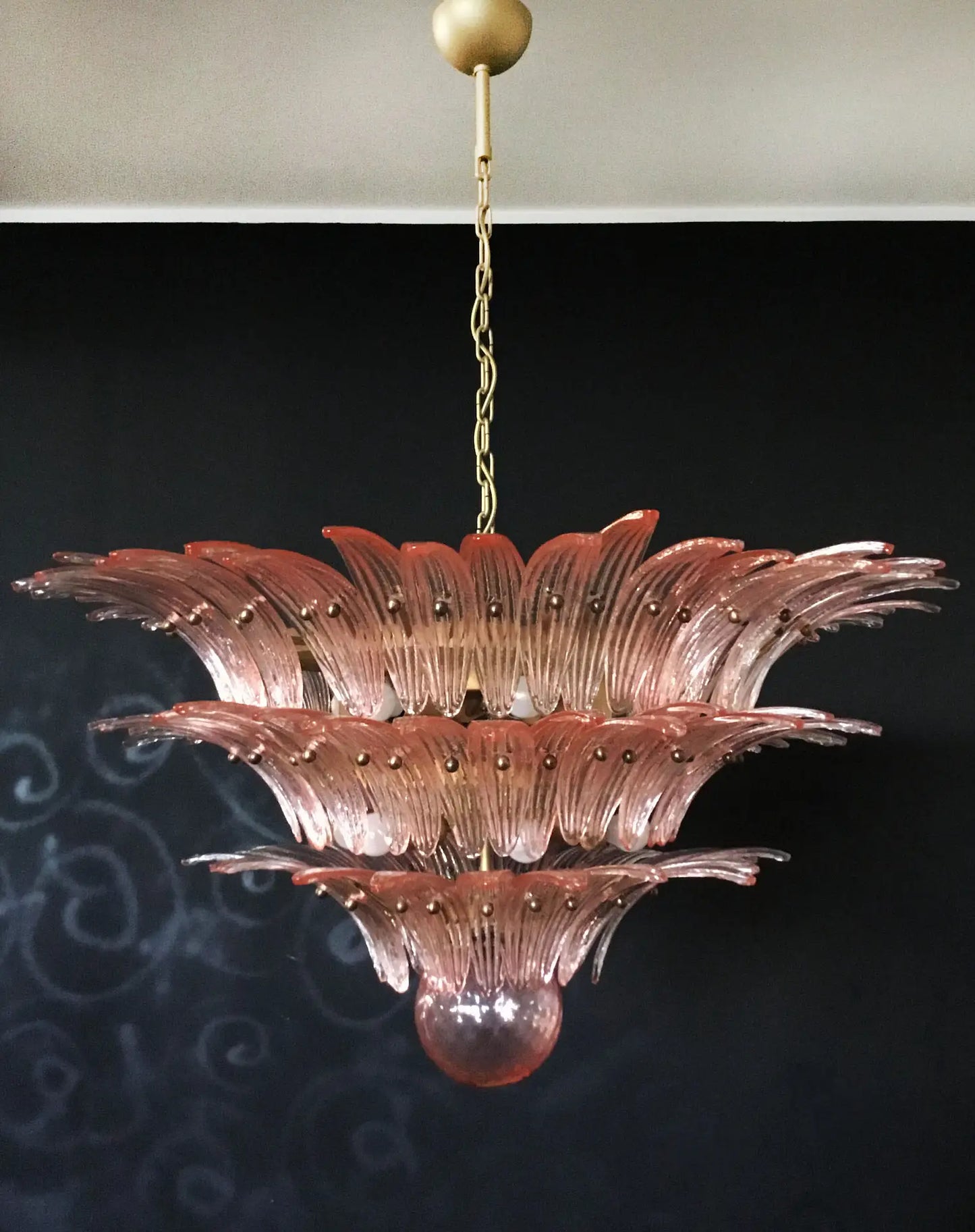 Murano Kroonluchter | 104 Roze Palmette Glas