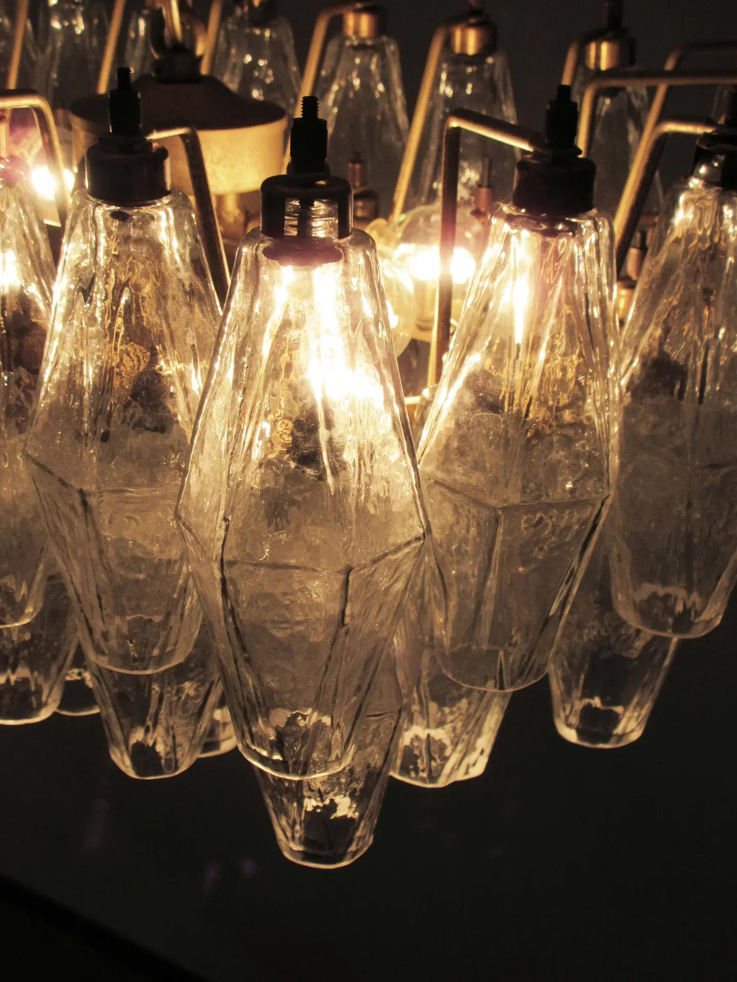 Murano Chandelier – 84 Clear Poliedri Glass – detail 7 – Murano Classics