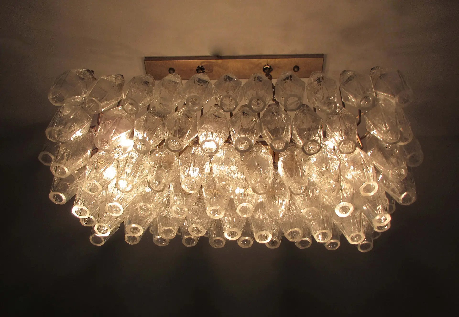 Murano Chandelier – 84 Clear Poliedri Glass – detail 1 – Murano Classics