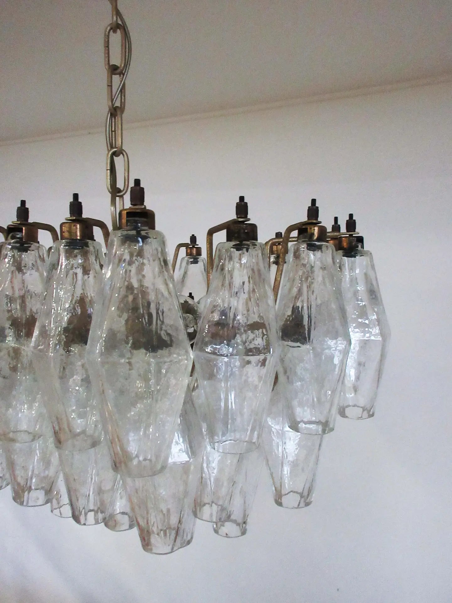 Murano Chandelier – 84 Clear Poliedri Glass – detail 10 – Murano Classics