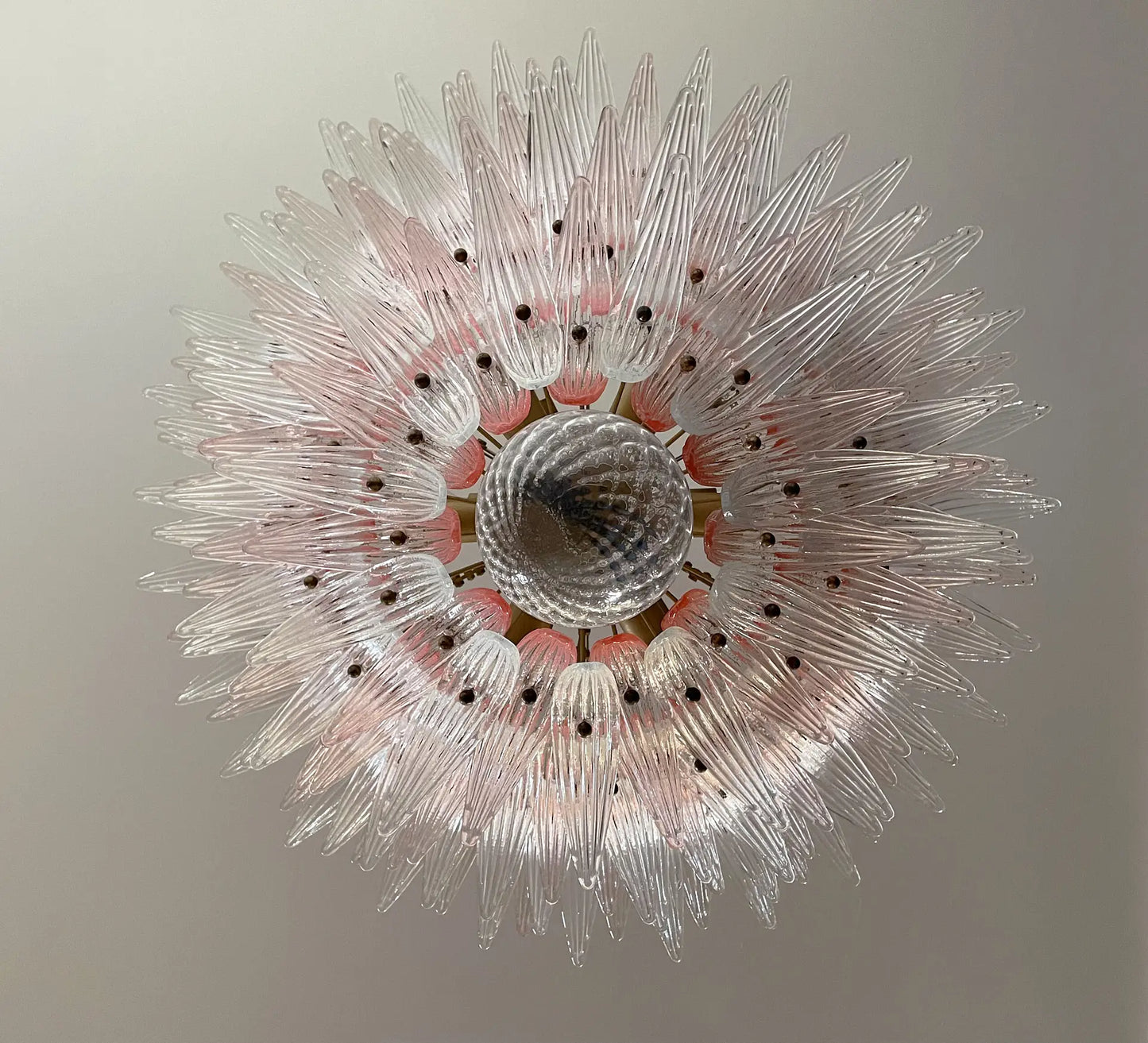 Murano Kroonluchter | 163 Helder en Roze Palmette Glas