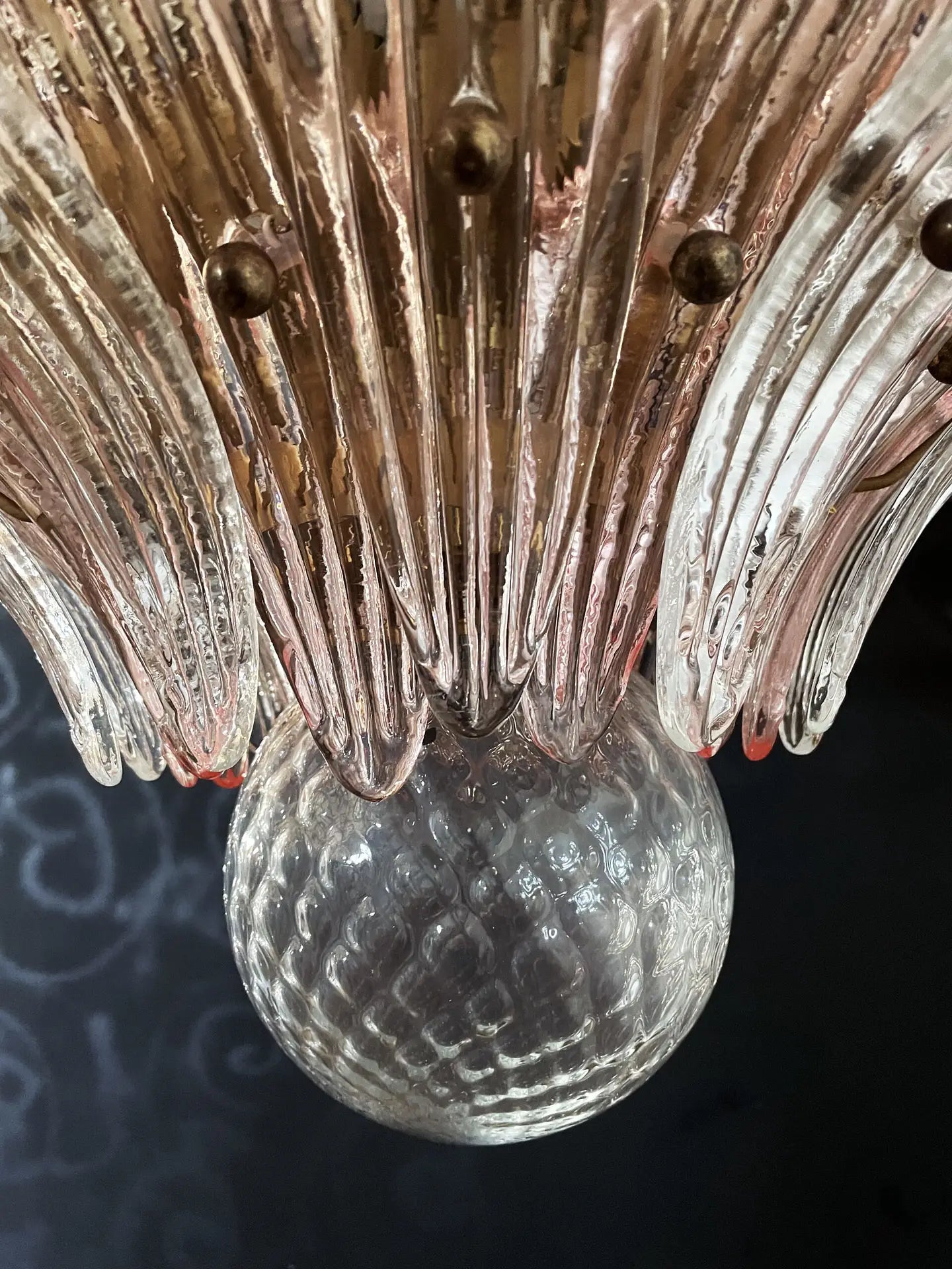 Murano Kroonluchter – 163 Heldere en Roze Palmetteglas Elementen – detail 6 – Murano Classics