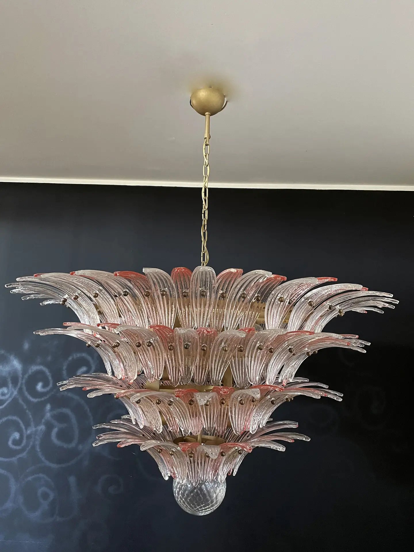 Murano Kroonluchter | 163 Helder en Roze Palmette Glas