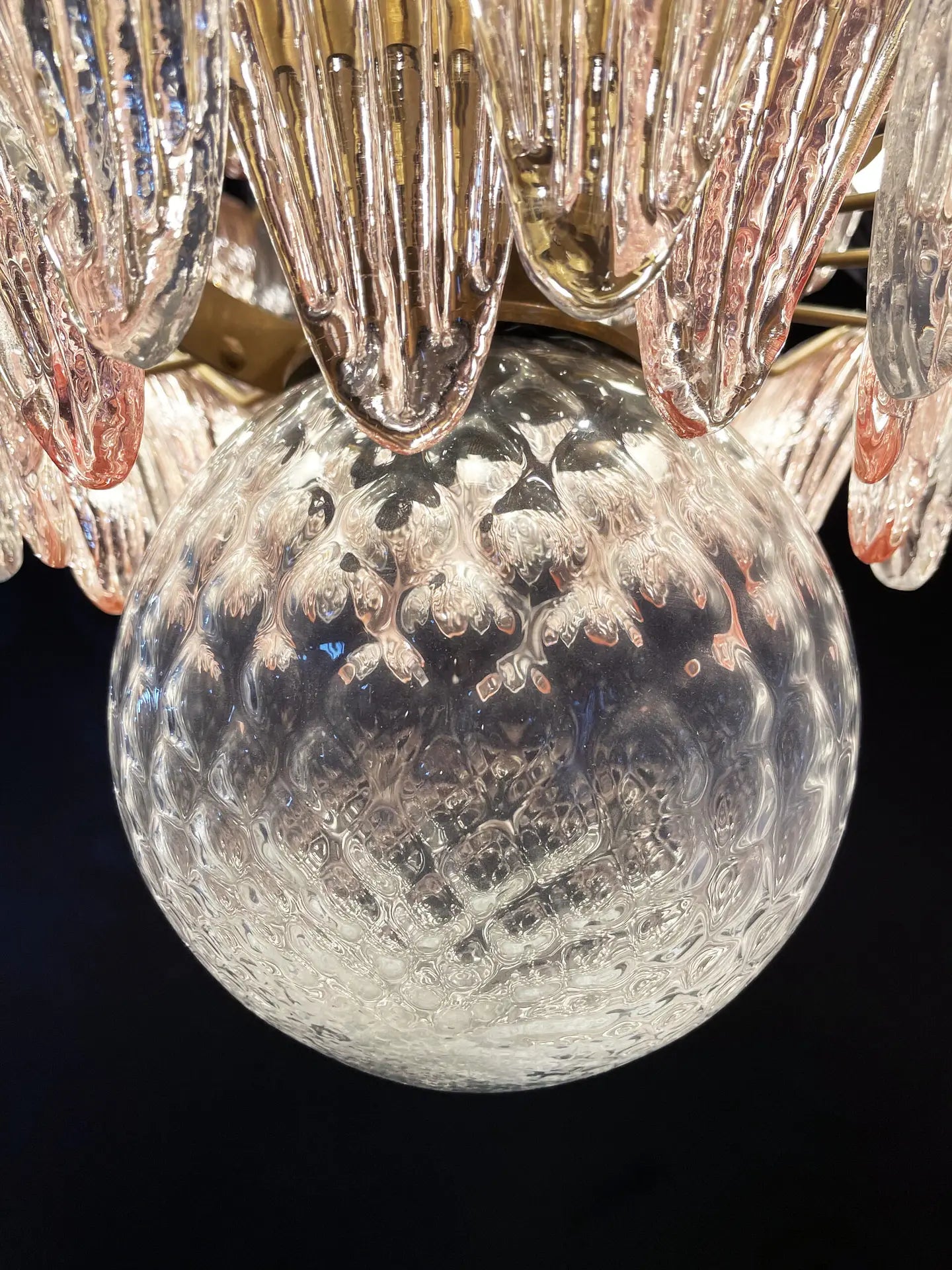 Murano Kroonluchter | 163 Helder en Roze Palmette Glas