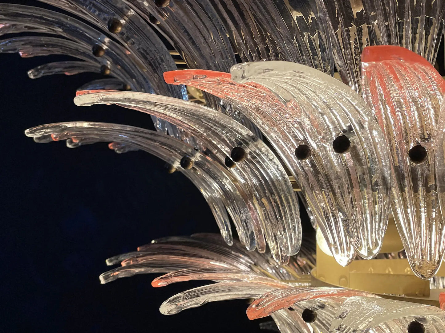 Murano Kroonluchter | 163 Helder en Roze Palmette Glas