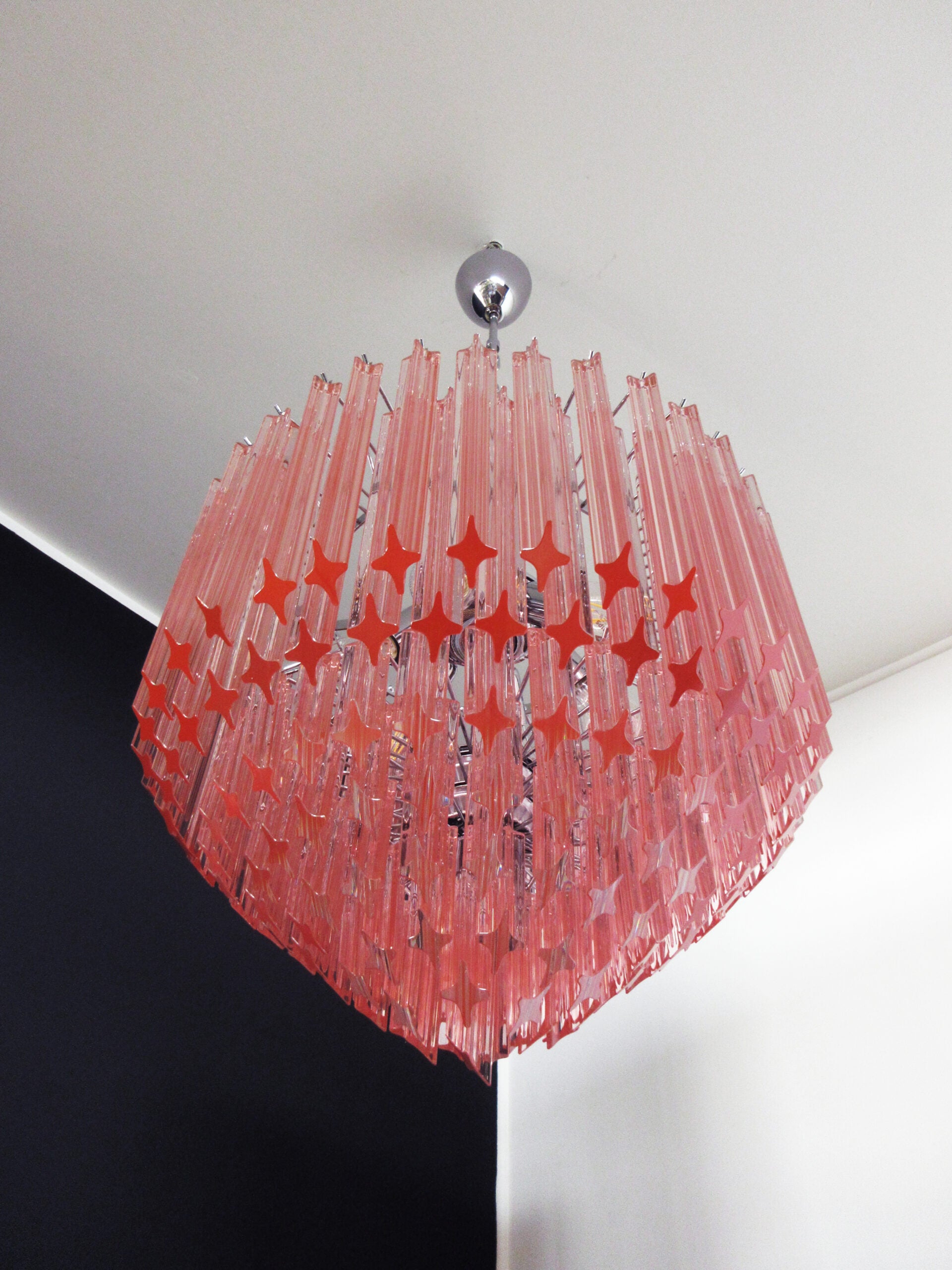 Murano Chandelier – 163 Pink Prism Glass – detail 2 – Murano Classics