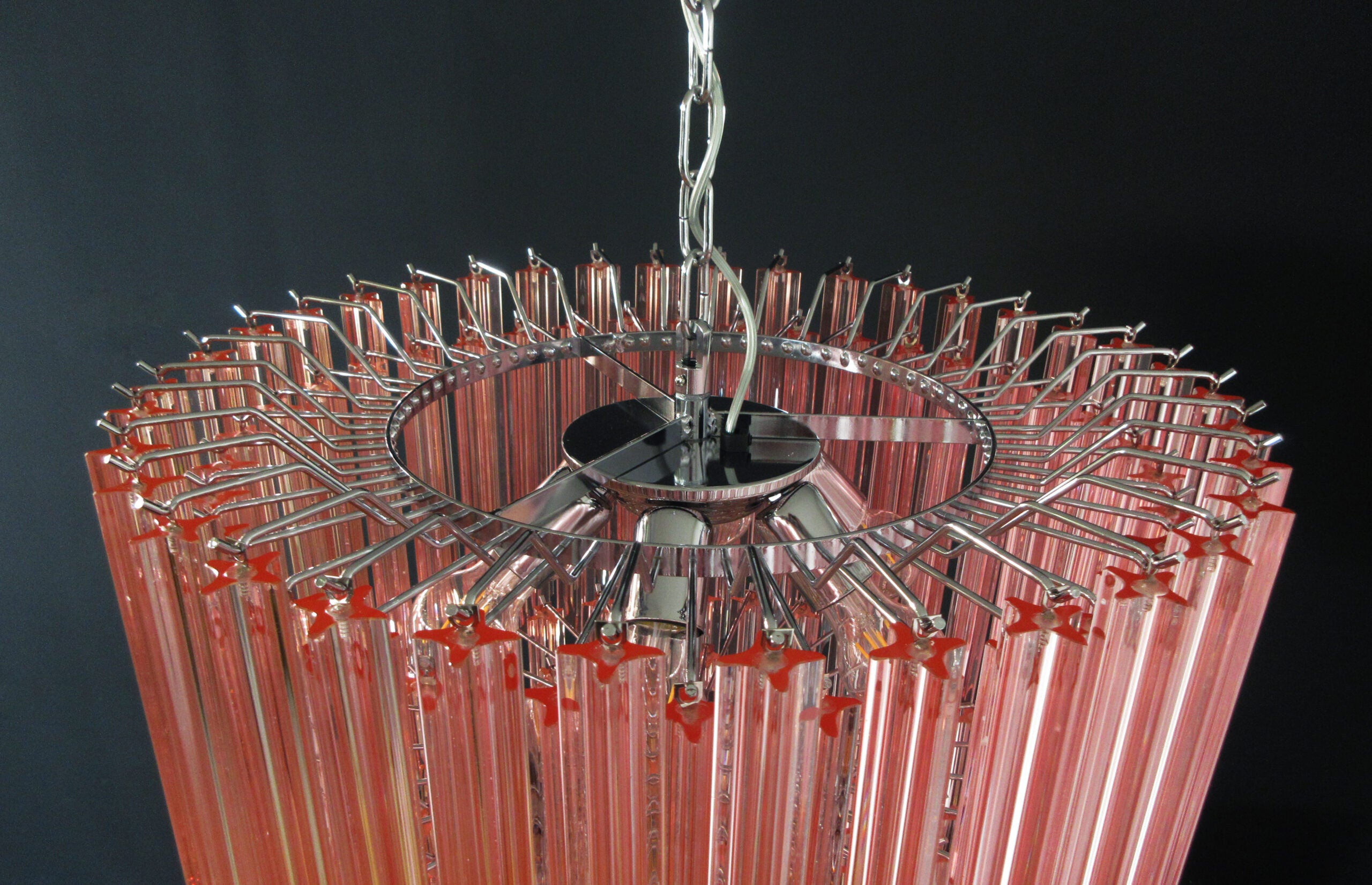 Murano Chandelier – 163 Pink Prism Glass – detail 10 – Murano Classics