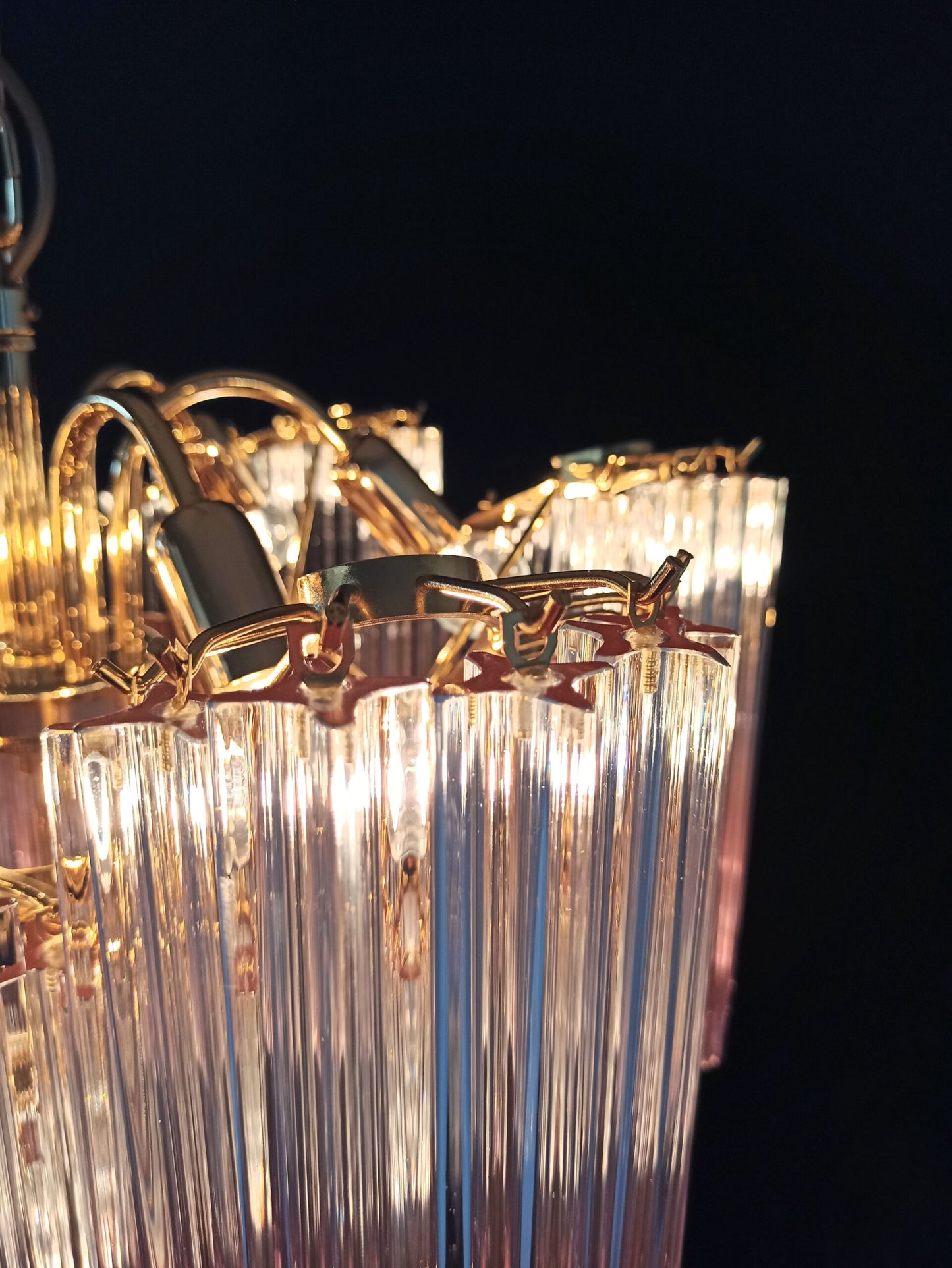 Lampadario Murano | 114 Prisma di Vetro Rosa Graduale