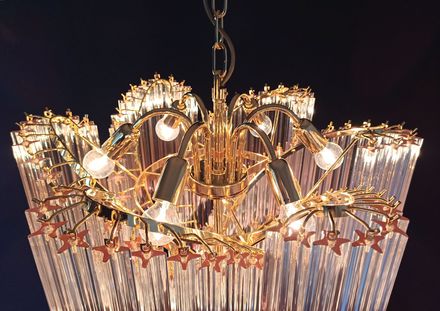 Lampadario Murano | 114 Prisma di Vetro Rosa Graduale
