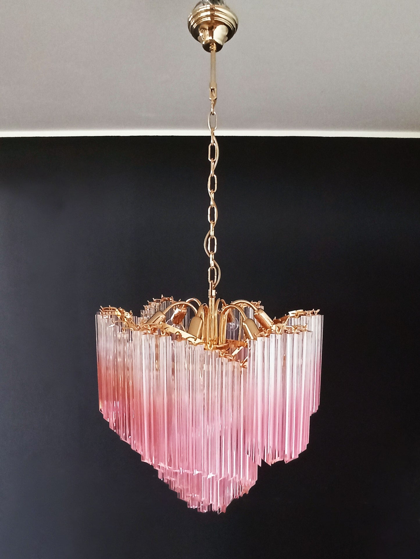 Lampadario Murano | 114 Prisma di Vetro Rosa Graduale