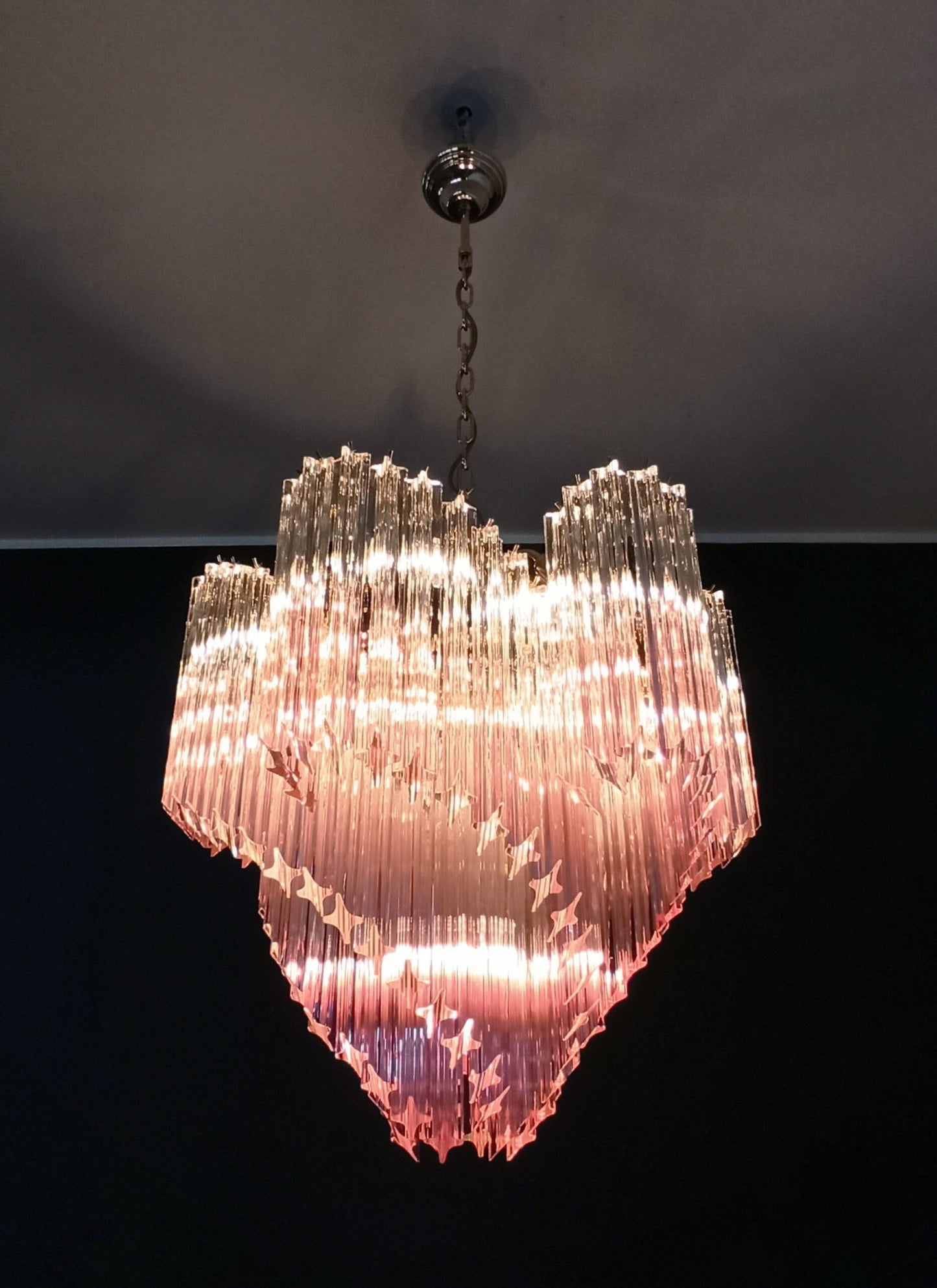 Lampadario Murano | 114 Prisma di Vetro Rosa Graduale