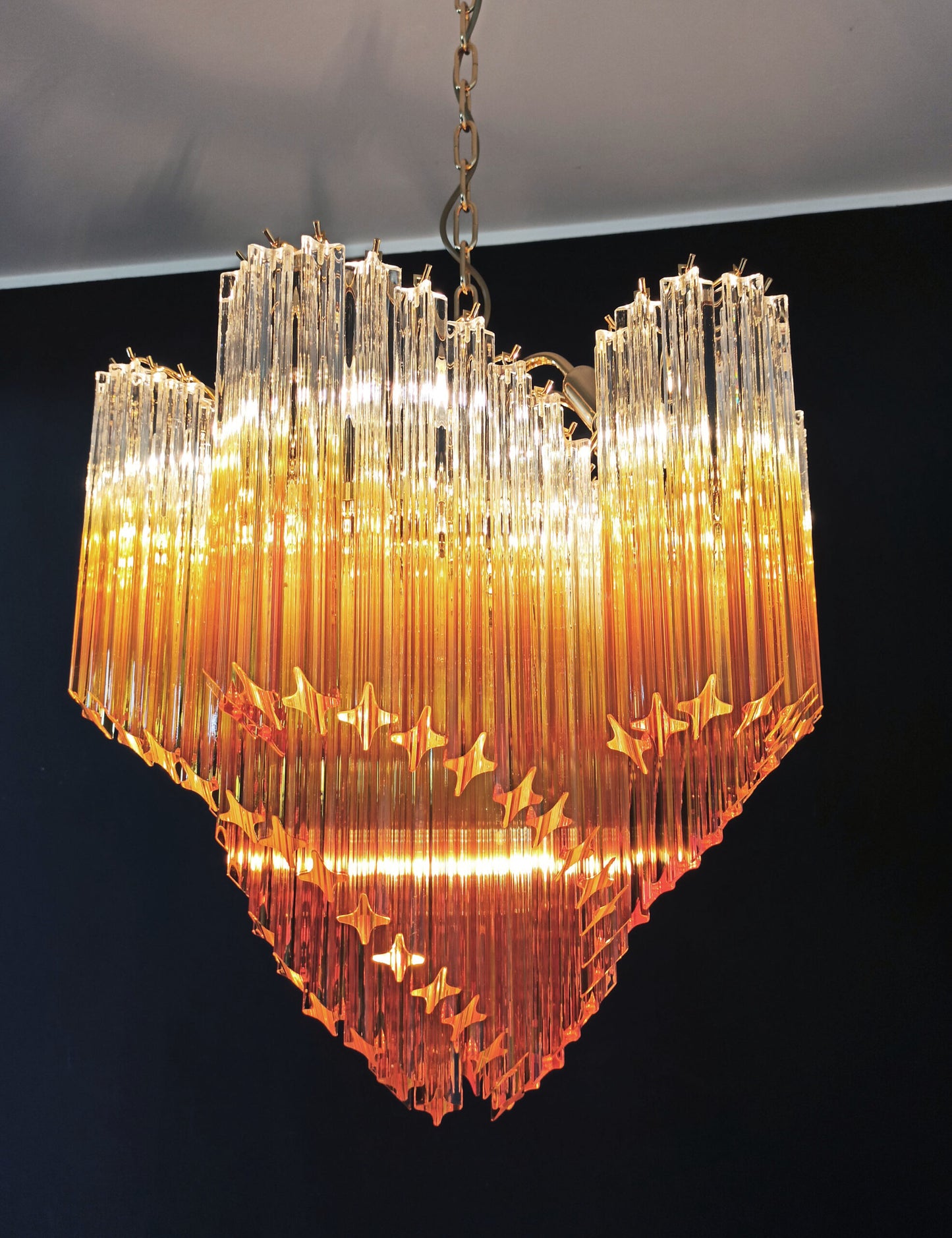 Lampadario Murano | 114 Prisma di Vetro Giallo Graduale