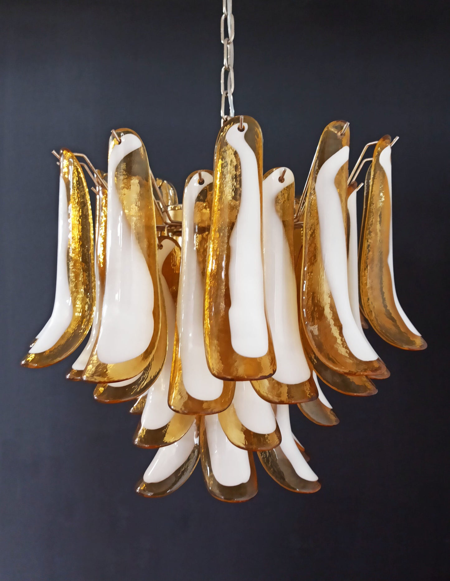 Murano Kroonluchter | 36 Gele Mazzega Petalen Glas
