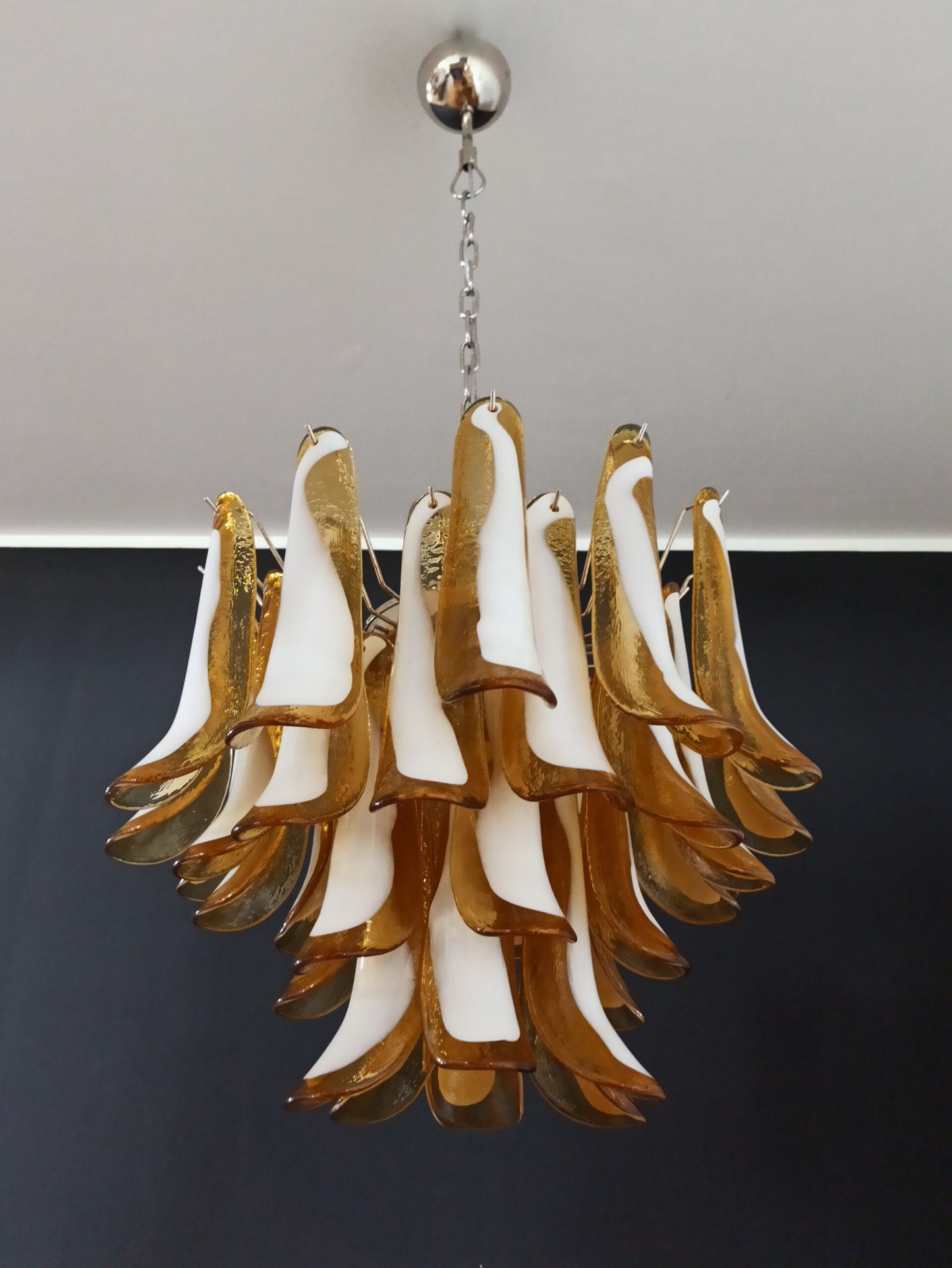 Murano Kroonluchter | 36 Gele Mazzega Petalen Glas