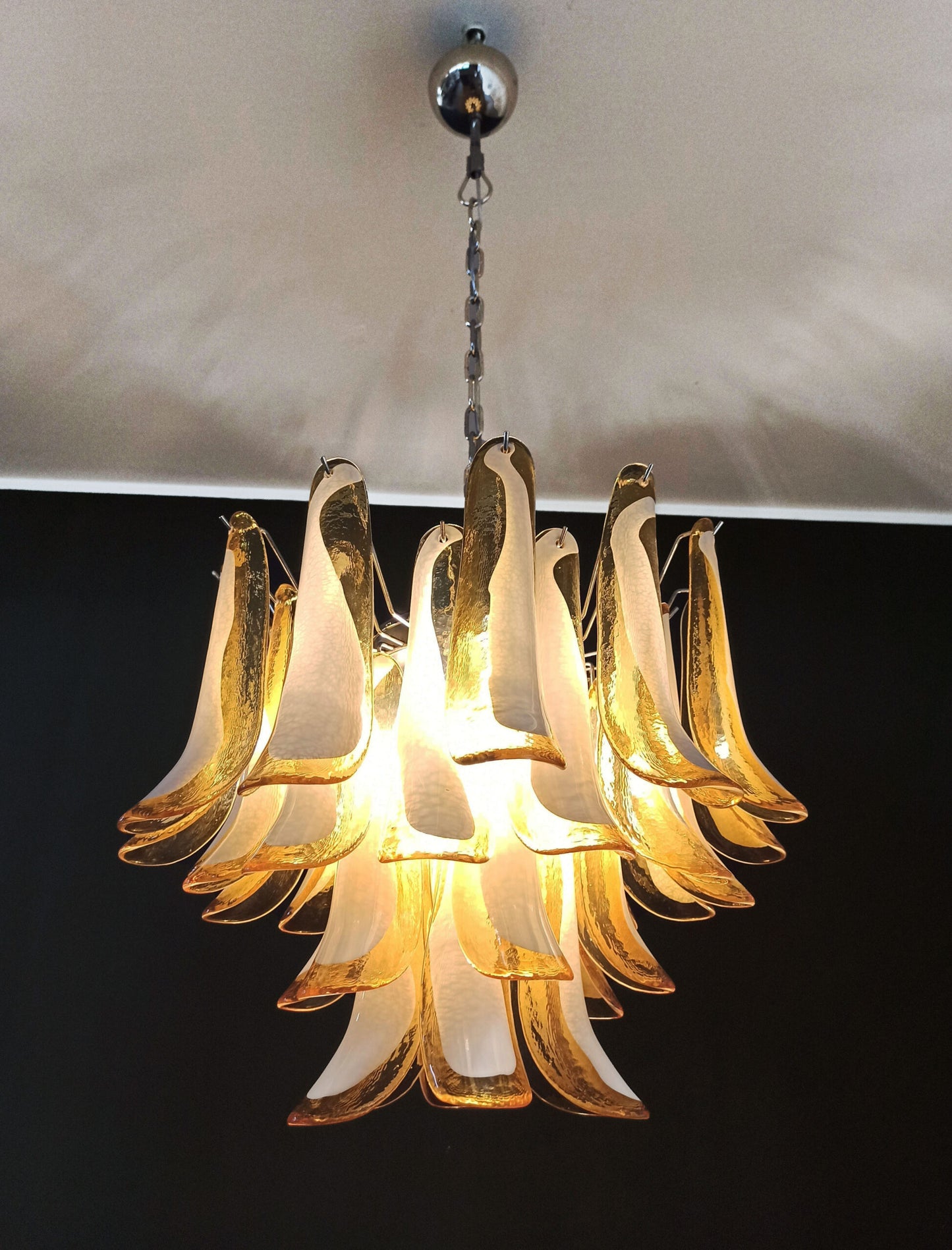 Murano Kroonluchter | 36 Gele Mazzega Petalen Glas