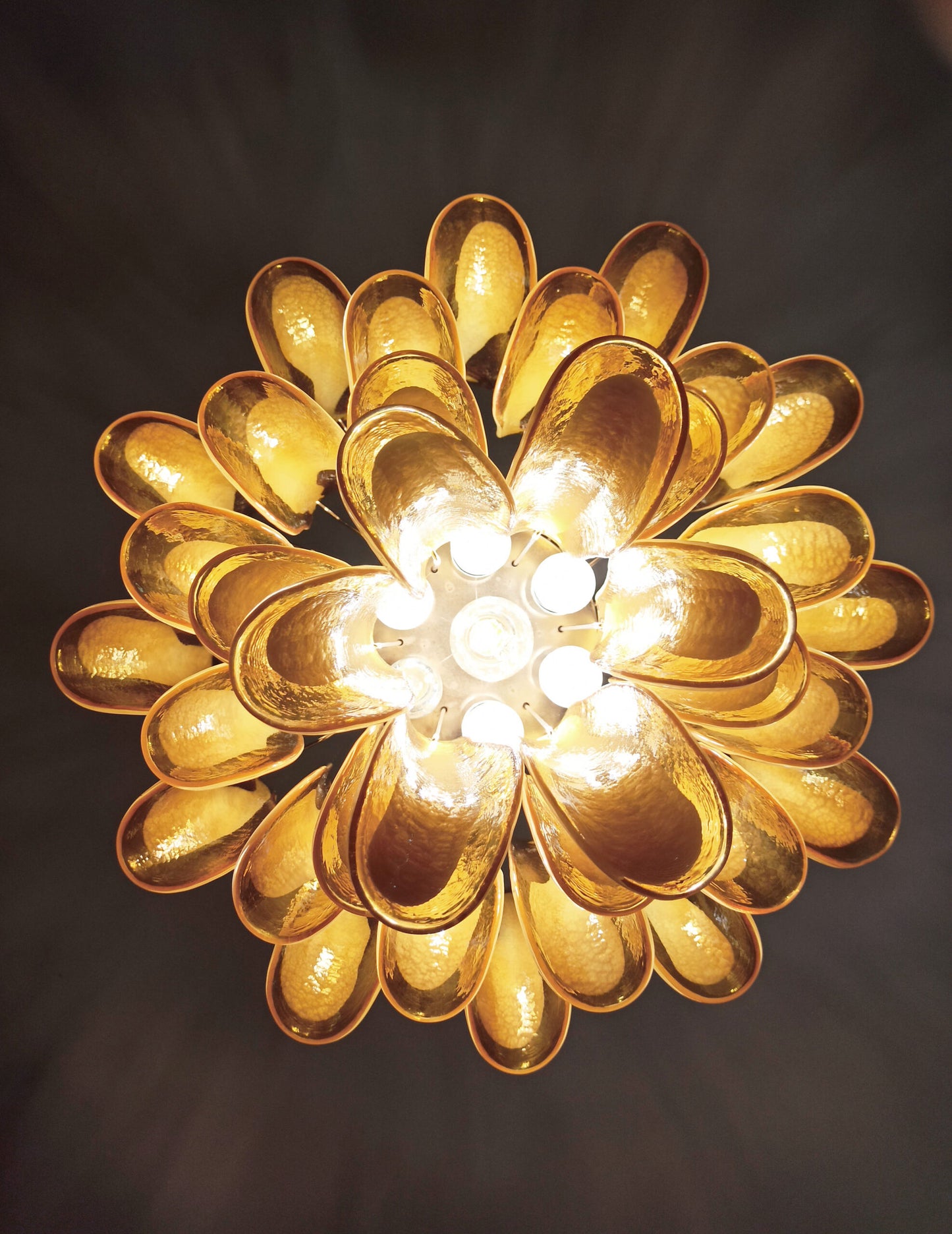 Murano Kroonluchter | 36 Gele Mazzega Petalen Glas
