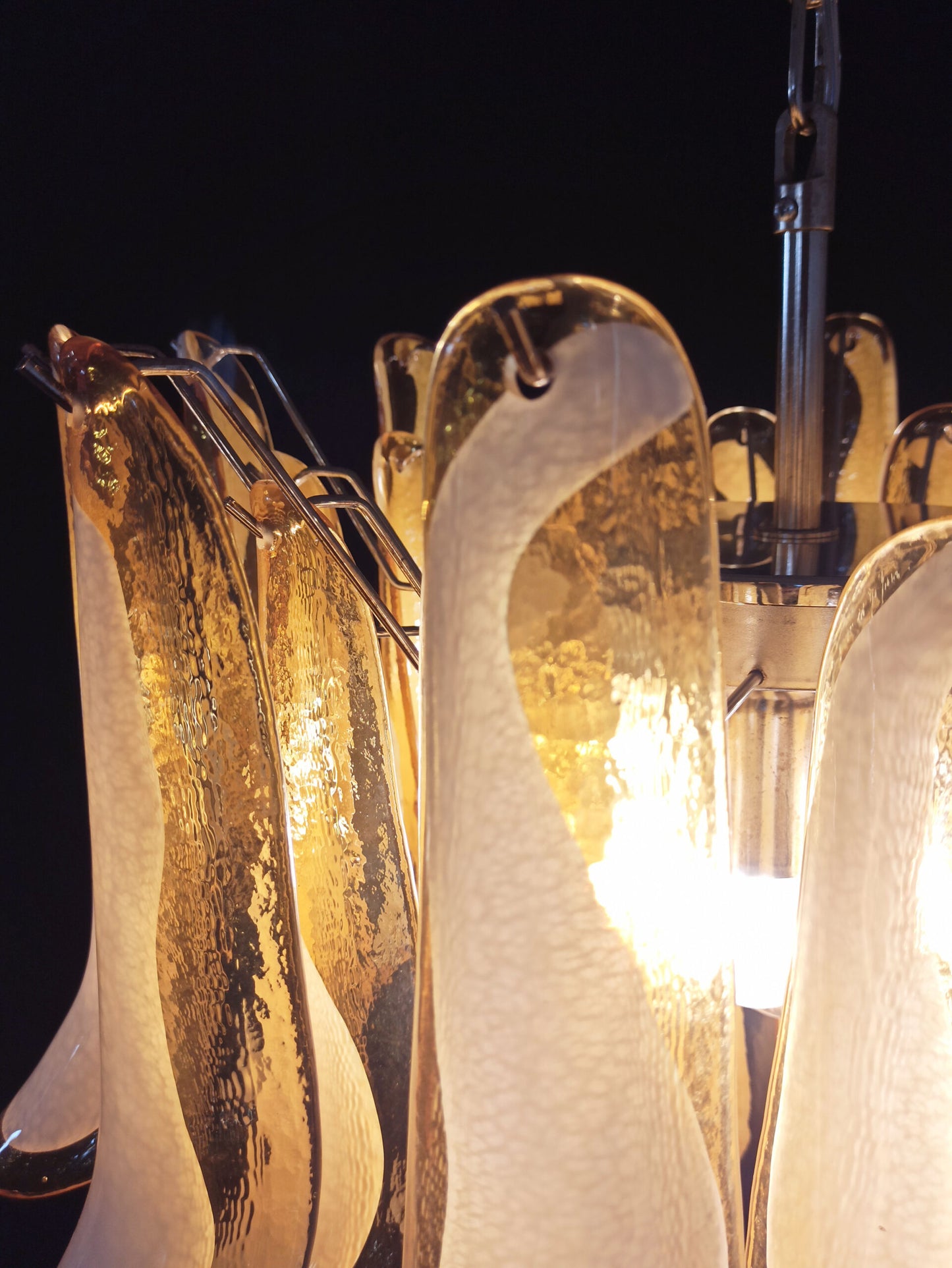 Murano Kroonluchter | 36 Gele Mazzega Petalen Glas