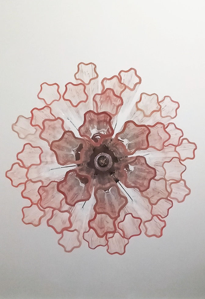 Murano Lysekrone – 36 Gradvis Rosa Glassrør – detalj 1 – Murano Classics