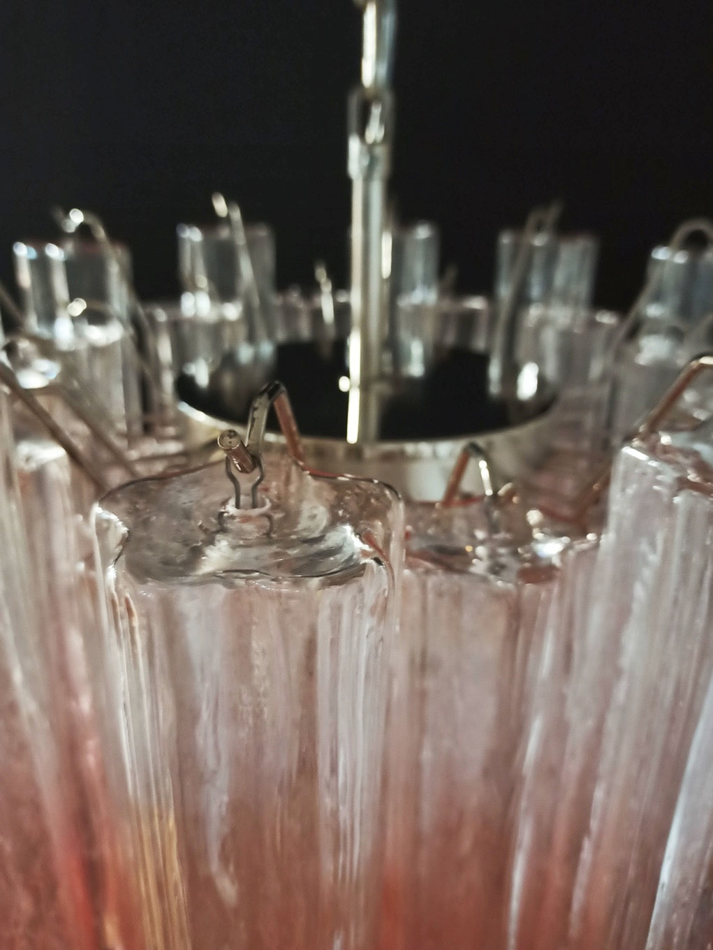 Murano Chandelier – 36 Gradual Pink Glass Tubes – detail 3 – Murano Classics